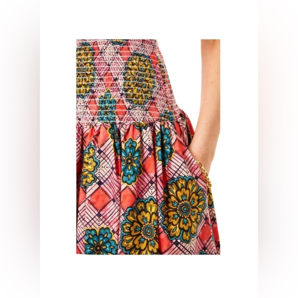 Autumn Adeigbo Winnie Midi Dress NWT Size 8 Pink Floral Smocked Cotton - Picture 11 of 16